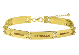 Names4ever Gouden Armband met Rechthoekige Naamplaatjes GNA58