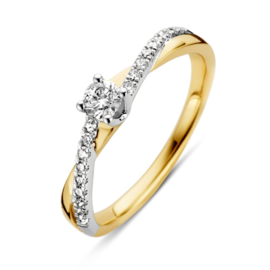 Excellent Jewelry Bicolor Ring met Diamant en Diamant Kopstuk