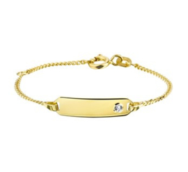 Gouden Armband met Graveerplaatje en Zirkonia