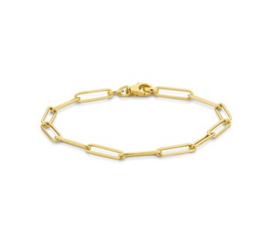 Gouden Paperclip Armband met Platte Buis Schakels