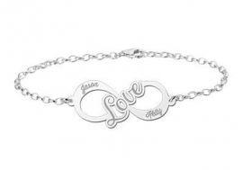 Names4ever Love Infinity Armband van Zilver - Graveer Sieraad