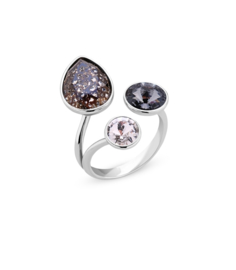 Glaskristal Ring van Spark Jewelry - Black Platina