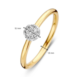 Excellent Jewelry Geelgouden Bolstaande Ring met 0,10 crt. Diamant