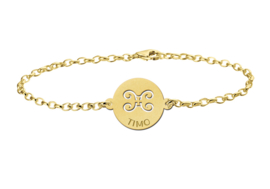 Gouden Armband met Ronde Tweeling Sterrenbeeld Naamhanger > Names4ever