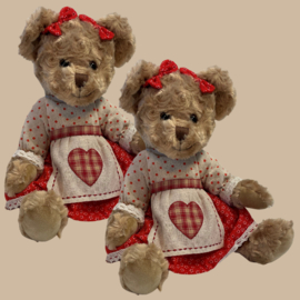 Teddybeer set met Hartjes Outfit voor Tweeling Meisje/Meisje