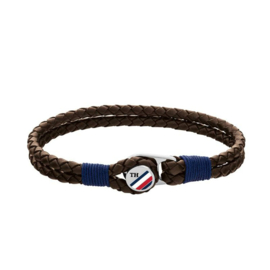 Bruin Lederen Heren Armband met Stalen Sluiting van Tommy Hilfiger