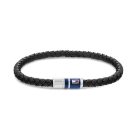 Tommy Hilfiger Gevlochten Heren Armband van Zwart Leer