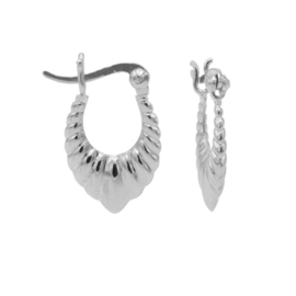 Zilveren Geribbelde Druppelvormige Oorringen | Karma Jewelry