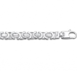 Brede Platte 6,5 mm Konings Schakelarmband van Zilver | Lengte 21 cm