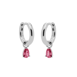 Karma Jewelry | Klapcreolen met Symbols Hanging Drop Ruby Red in Zilver