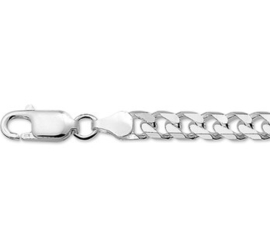 Stevige Geslepen Gourmet 6 mm Schakelketting van Zilver | Lengte 50 cm