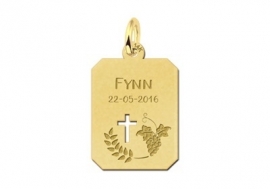 Names4ever Gouden Communie Graveerhanger met Kruis