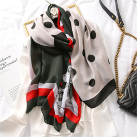 Groene Sjaal met Rood/Wit ontwerp M1561