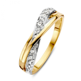 Excellent Jewelry Bicolor Abstracte Dames Ring met Zirkonia Rij