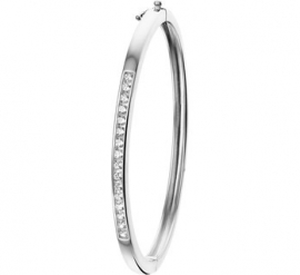 Dunne Scharnier Bangle armband van Zilver met Zirkonia’s