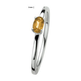 Zilveren Ring met Zirkonia’s en Ovaalvormige Citrien Edelsteen
