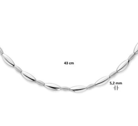 Zilveren Dames Collier poli/mat 5,2 mm 43 cm