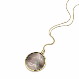 Gouden 33mm Medaillon met Black Laser Wave Insignia en Ketting van MY iMenso Gold