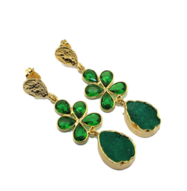 Goudkleurige Oorhangers met Emerald Natuursteen van Sujasa