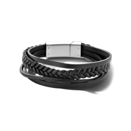 Zwart Gevlochten Herenarmband 20cm