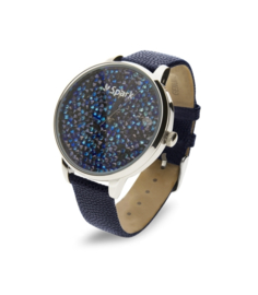 Spark Crono Horloge met Blauw Lederen Horlogeband