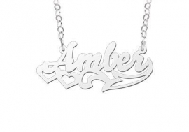 Names4ever Amber Stijl Zilveren Naamketting