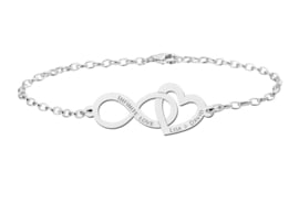 Valentijn Sieraad | Zilveren Armband met Infinity en Hartje