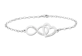 Moederdag Sieraden | Names4ever Zilveren Armband met Infinity en Hartje