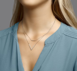 Dubbel Edelstalen Anker Collier met V-vormige Hanger en Balkje