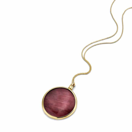 Gouden 33mm Medaillon met Rode Tiger Eye Insignia en Ketting van MY iMenso Gold