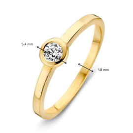 Excellent Jewelry Geelgouden Ring met Rondje met Zirkonia