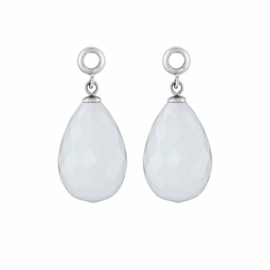 Creoli Hangers met Cat’s Eye White Moon Facetgeslepen Glasbedel