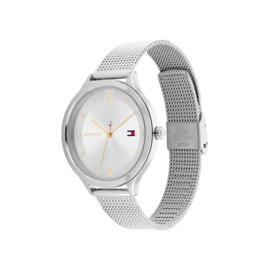 Tommy Hilfiger Zilverkleurig Dames Horloge – Goudkleurige Wijzers