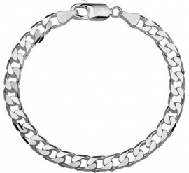 Stevige Geslepen Gourmet 6 mm Schakelarmband van Zilver | Lengte 21 cm