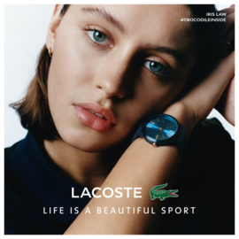 Lacoste Donkerblauw 12.12 Dames Horloge met Zwart Leder