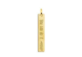 Gouden Bar Ketting Hanger met Veer van Names4ever GNKB011