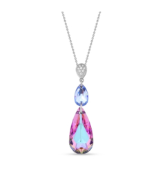 Spark Double Teardrop Ketting met Lichtblauw Glaskristal