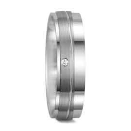 Matte Witgouden Dames Trouwring met Diamant