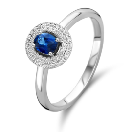 Excellent Jewelry Witgouden Diamant met Saffier Ring