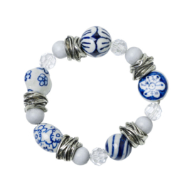 Armband Delfts Blauw met Witte Kralen | Heinen Delfts Blauw Sieraden
