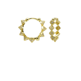 Goudkleurige Oorringen met Diamant Spikes 15MM | Karma Jewelry
