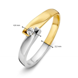 Excellent Jewelry Bicolor Ring met Kleurloze Zirkonia