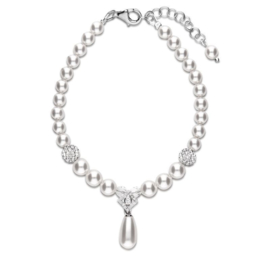 Spark Charm Pearl Zilveren Armband met Glaskristallen & Witte Parels