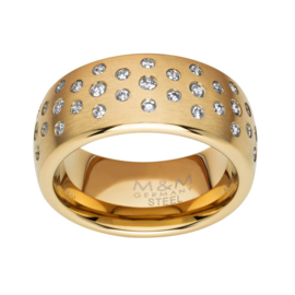 Goudkleurige Ring met Meerdere Zirkonia’s van M&M / Maat 18,5
