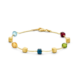 Excellent Jewelry Gouden Armband met 5 verschillende Edelstenen