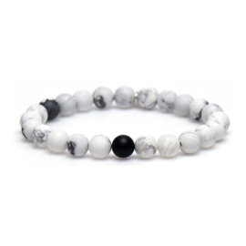 Distance White Natuursteen Kralen Armband van Karma 86739