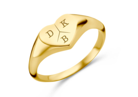 Gouden Zegelring Hartvorm met Drie Initialen | Names4ever