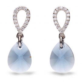 Pear Drop Blauwe Glaskristallen Oorbellen van Spark Jewelry