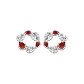 Eterno Ilaria Coral Zilveren Oorbellen met Rode Glaskristallen