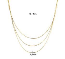 Goudkleurige Collier Slang 0,8 mm  41 + 4 cm